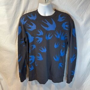 MCQ by ALEXANDER MCQUEEN Sparrow Gray Blue Print Cotton Sweatshirt